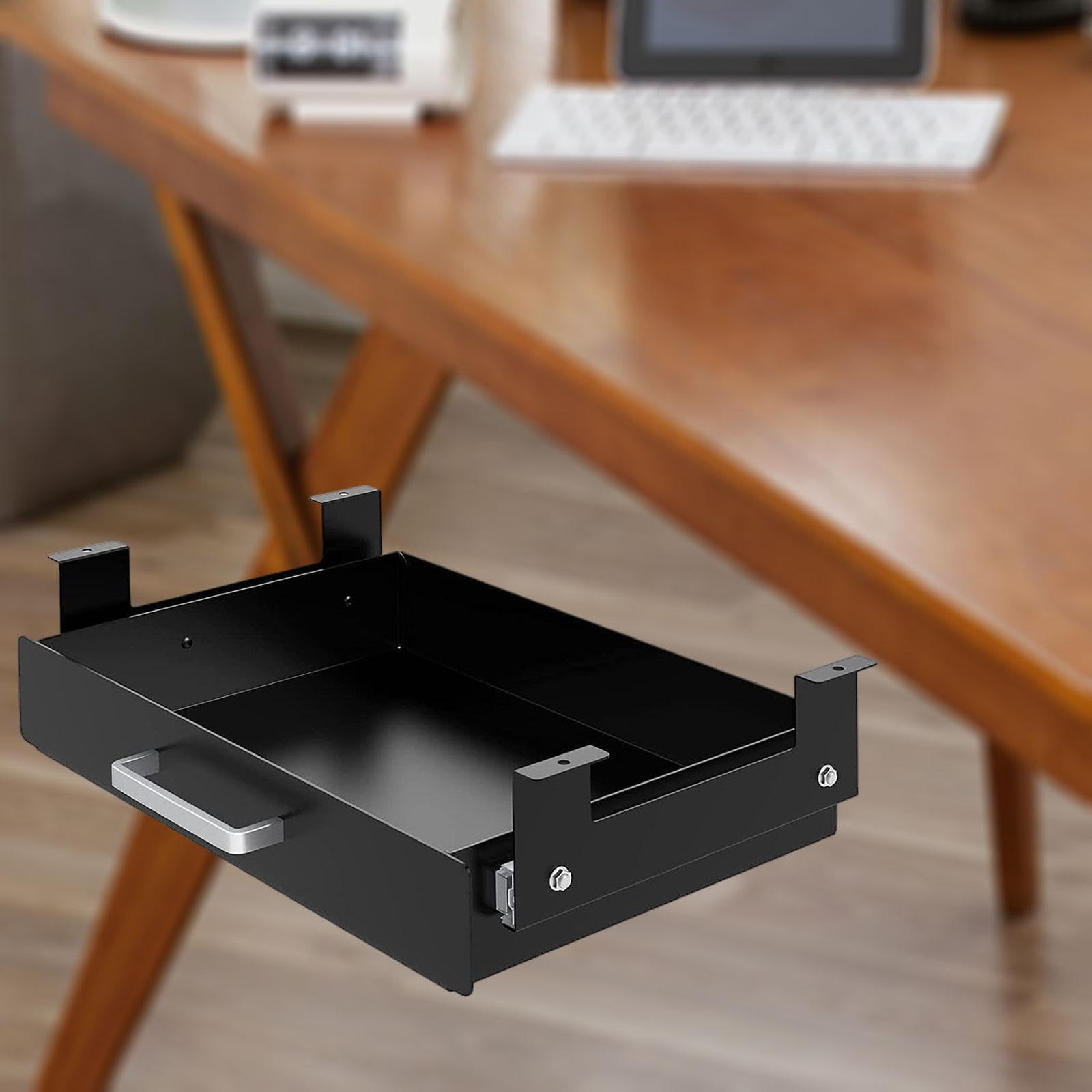 Premium Metall unter dem Schreibtisch – Platzsparender ausziehbarer Stifthalter für Büro, Zuhause, Wohnzimmer, Schlafzimmer – stilvolles schwarzes Schreibtischzubehör