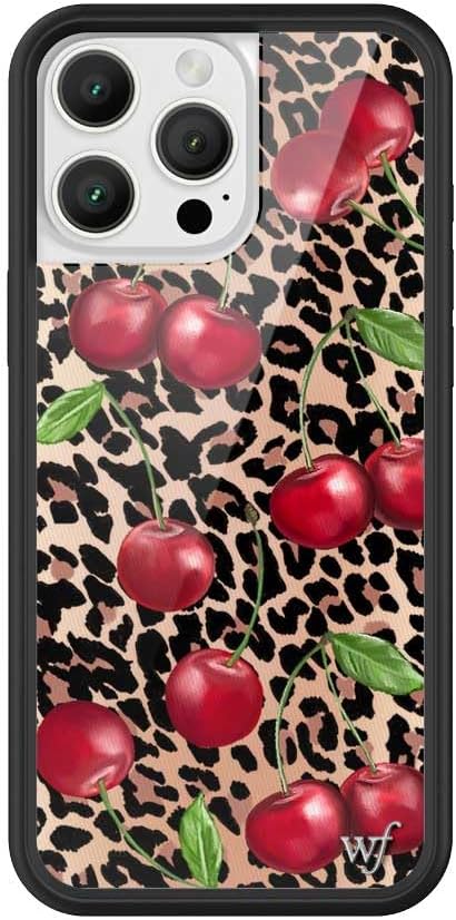 Wildflower Cases - Ming Lee Simmons Collab, Compatible with Apple iPhone 16 Pro Max | Leopard Cherry Popular Aesthetic Trendy - Protective Black Bumper, 4ft Drop Certified, Women Owned Small Business