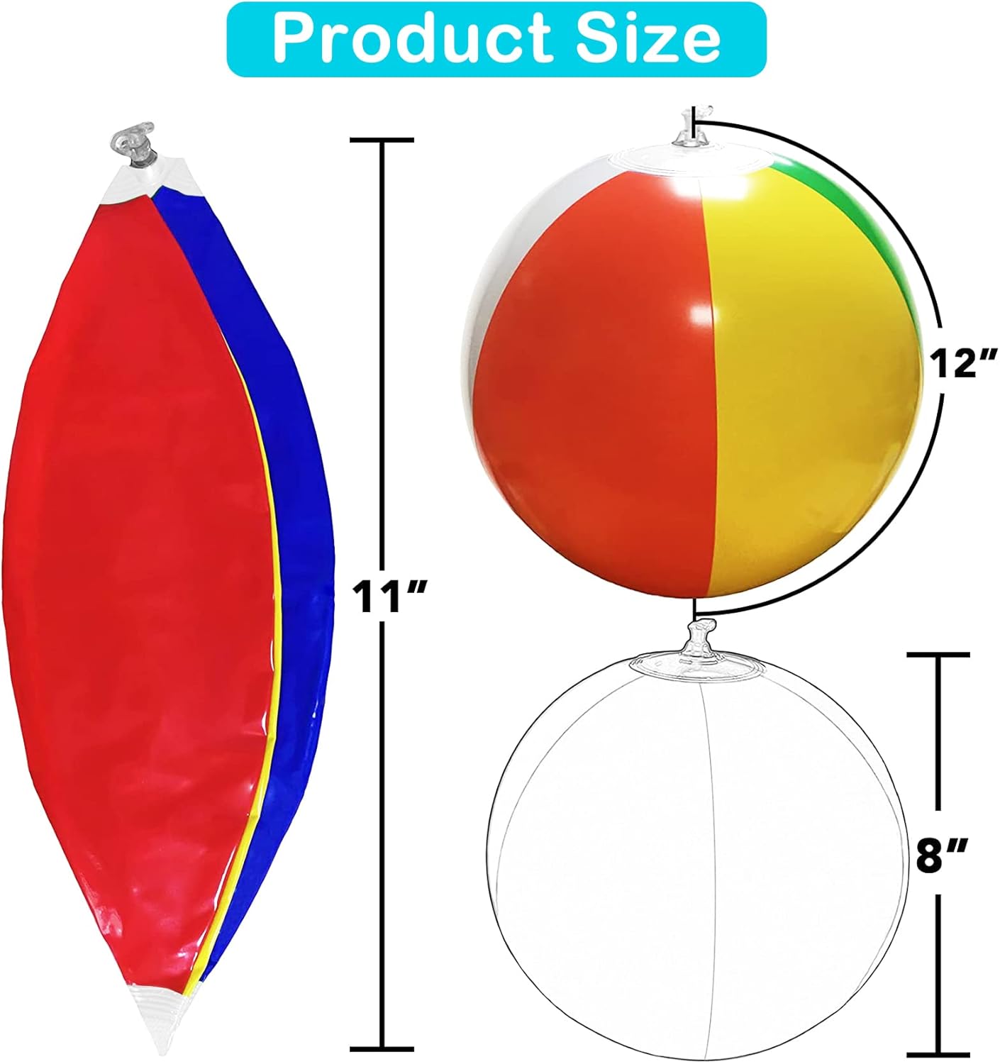 Leaflai 12'' Inflatable Beach Balls, Beach Ball for Kids Bulk Pool Toys Ball for Summer Outdoor Water Game Activities Party Decorations - Rainbow Color 12 Packs : Toys & Games