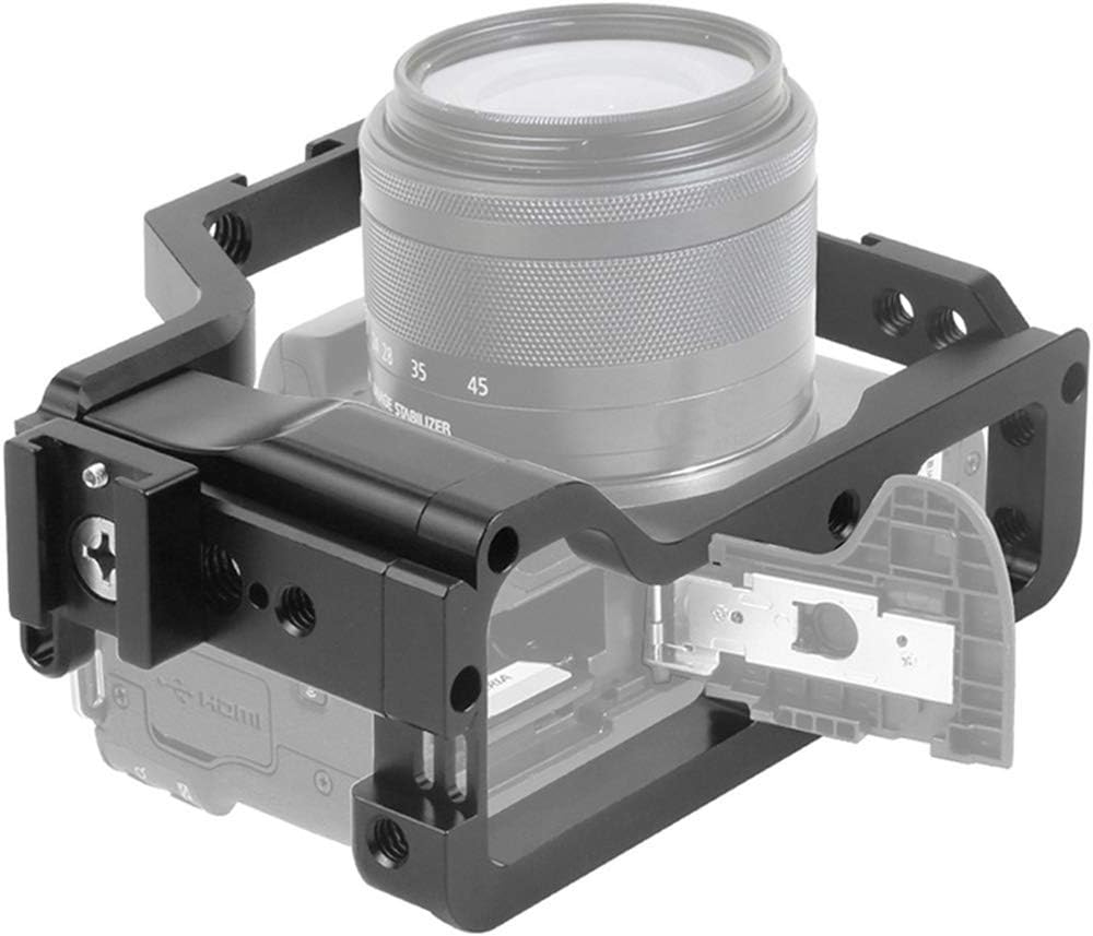 BGNing CNC Aluminum Camera Cage Compatible with EOS M50 M5 SLR Protective Cover Case with Strap Cold Shoe Mount 1/4" 3/8" ARRI-Standard Hole (with Cable Clip)