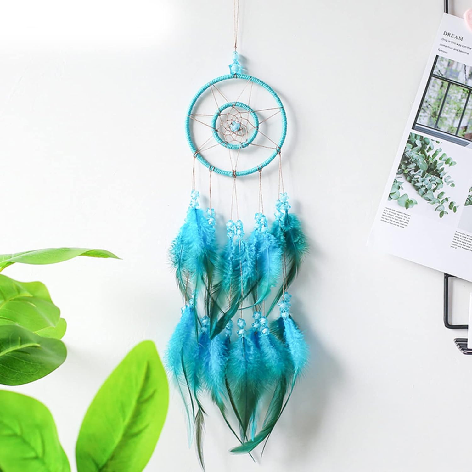 Bohemian Wall Hanging Decorations Elegant Catcher Feathers Hanging Decorations Dream Catcher Wall Decor Kids Room Catcher Wall Vintage Catcher Handmade Modern Catchers Bedroom Wall-E L16xh60cm