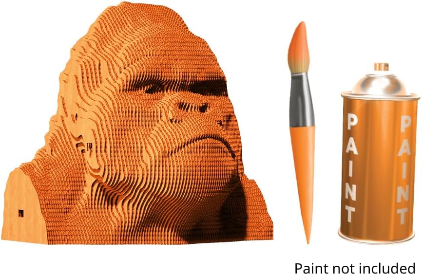 Gorilla Cardboard 3D Puzzle, 116 Pieces, 6 × 6 × 5 inches, Recycled Materials, DIY Sculpture Kit