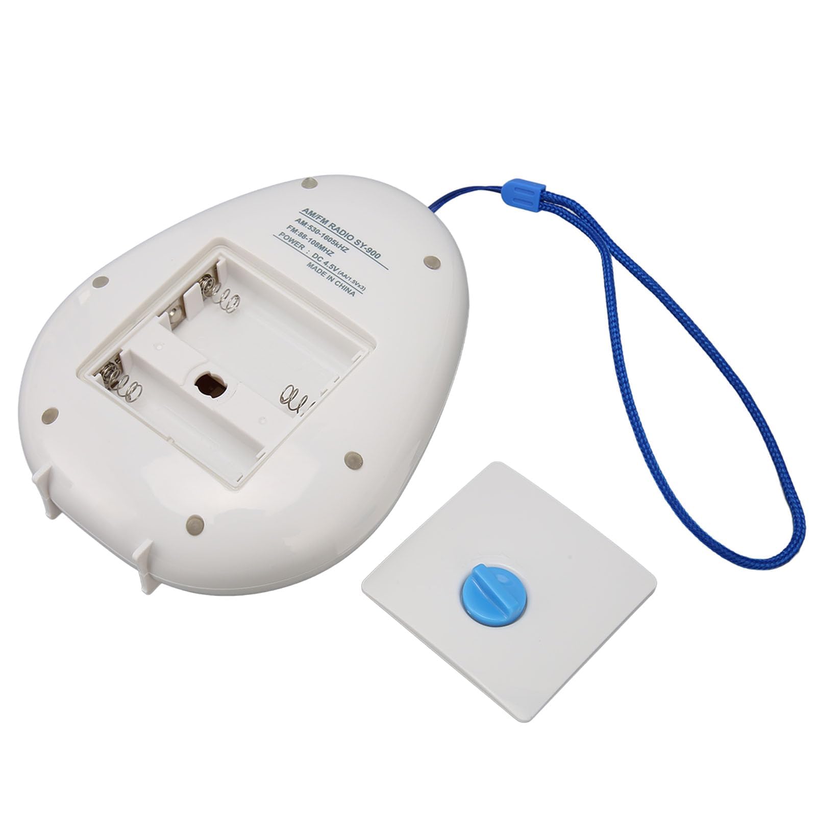 Dpofirs Radio de Douche Portable AM/FM, Radio de Douche Suspendue Étanche, Volume Réglable, Radios de Douche à Piles pour Salle de Bain, Cuisine, Extérieur