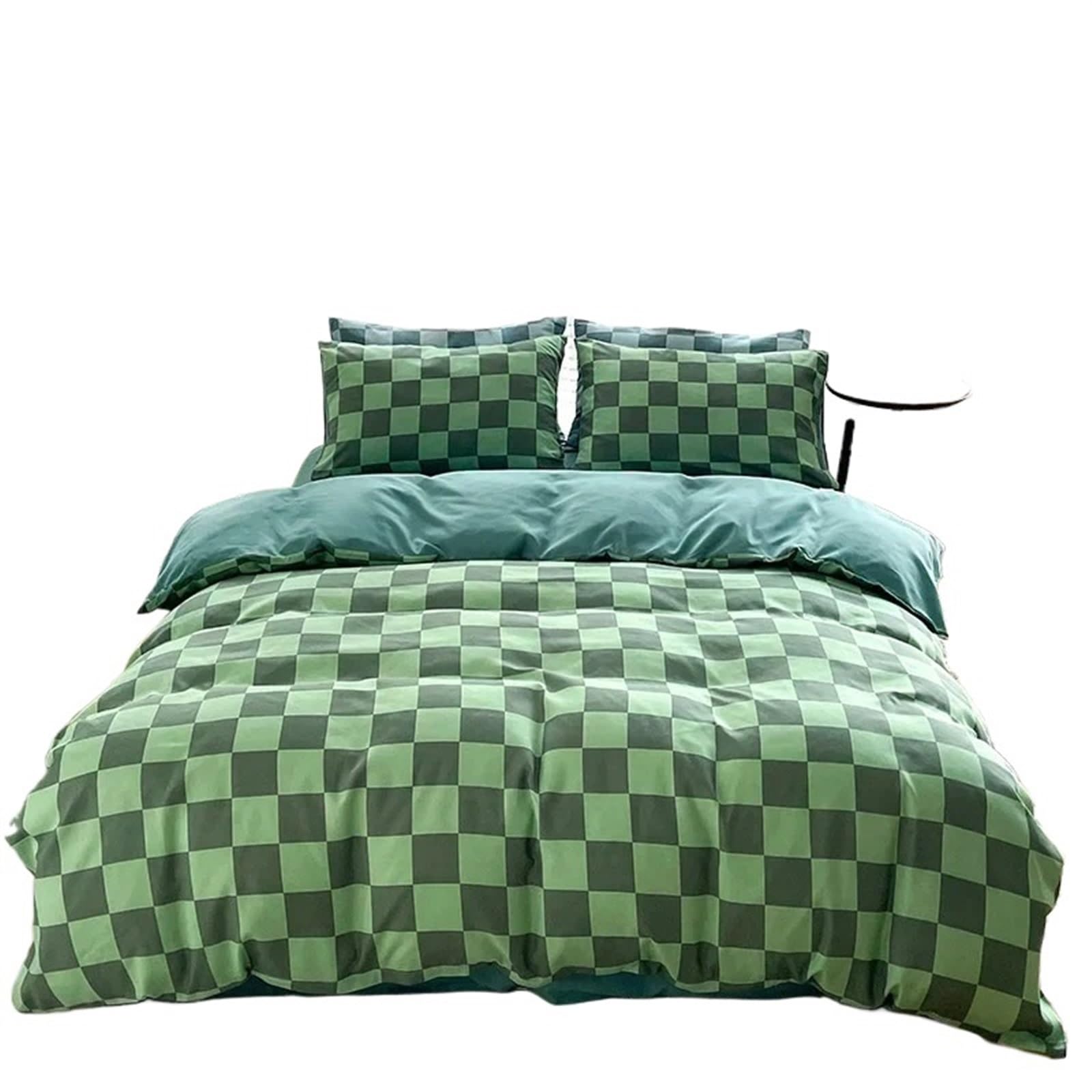 Parure de lit 4 pièces verte, ensemble couette d'été Queen 200x230cm et drap lit double