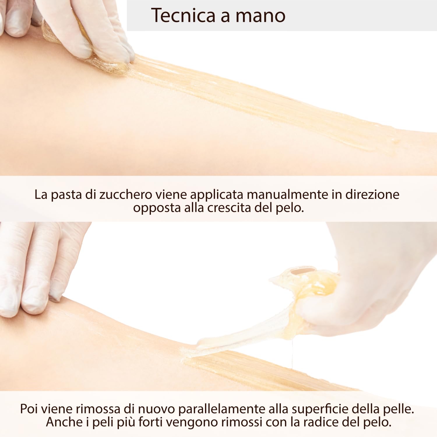 kit di prova + 100 strisce in tessuto non tessuto gratis, pasta di zucchero per la depilazione, tutte e tre le paste da 500 gr. Kit di prova, zuccheraggio per parti intime, il viso e il corpo; provalo ora