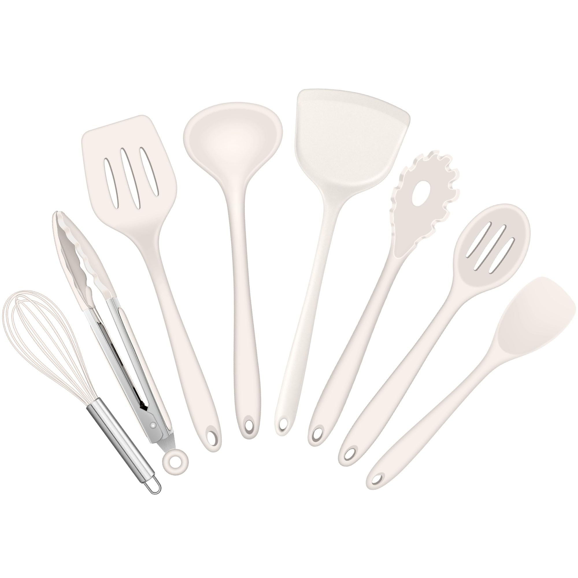 HaWare Küchenhelfer Set, 8 Stück Silikon Küchenutensilien Kochutensilien, Hitzebeständiger Kochgeschirr Kochbesteck Set zum Kochen Backen, Gesund & Antihaft, Spülmaschinenfest - Khaki