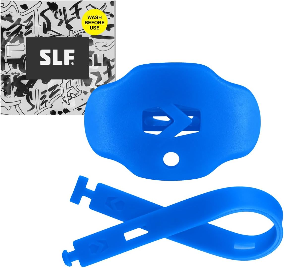 SLEEFS Kids Football Mouth Guard - Kids Mouthguard with Strap - Lip/Teeth Protector Mouthpiece - No Boil, Maximum Air Flow, for All Sports - Blue