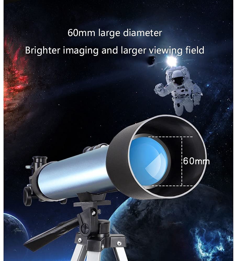 Télescope réflecteur Ultra HD pour débutants, Ouverture de 60 mm, télescopes de 700 mm avec trépied réglable, Adaptateur de téléphone, réfracteurs adaptés à l'extérieur
