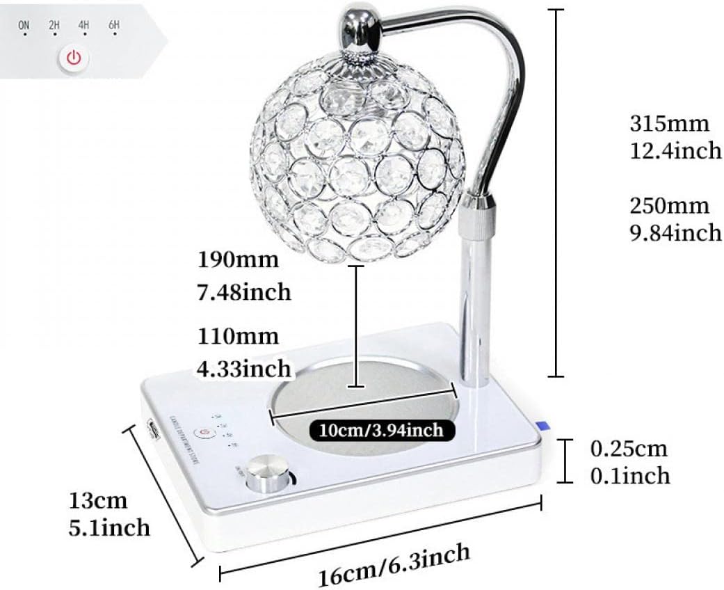 Elegant Style Fragrance Lamp, Height Adjustable Top Down Candle Warmer with Timer, Electric Wax Warmer for Home Office Christmas Decoration (Silver)
