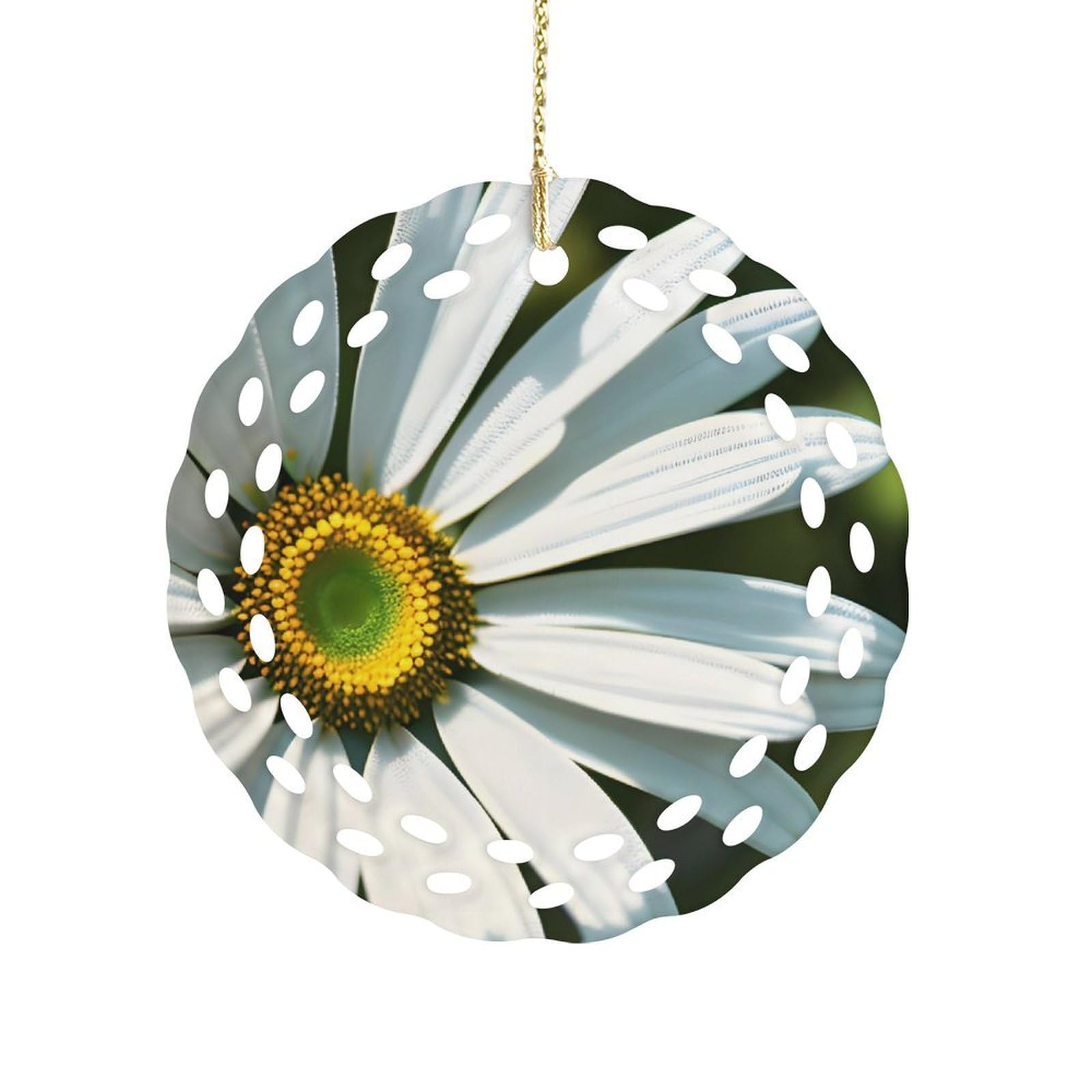 Btcowzrv Style Daisy Ceramic Ornament,Round Ornaments With Hole Easy To Hang,Hanging Ornament For Wedding Party Home Window Garden Christmas Day Decor