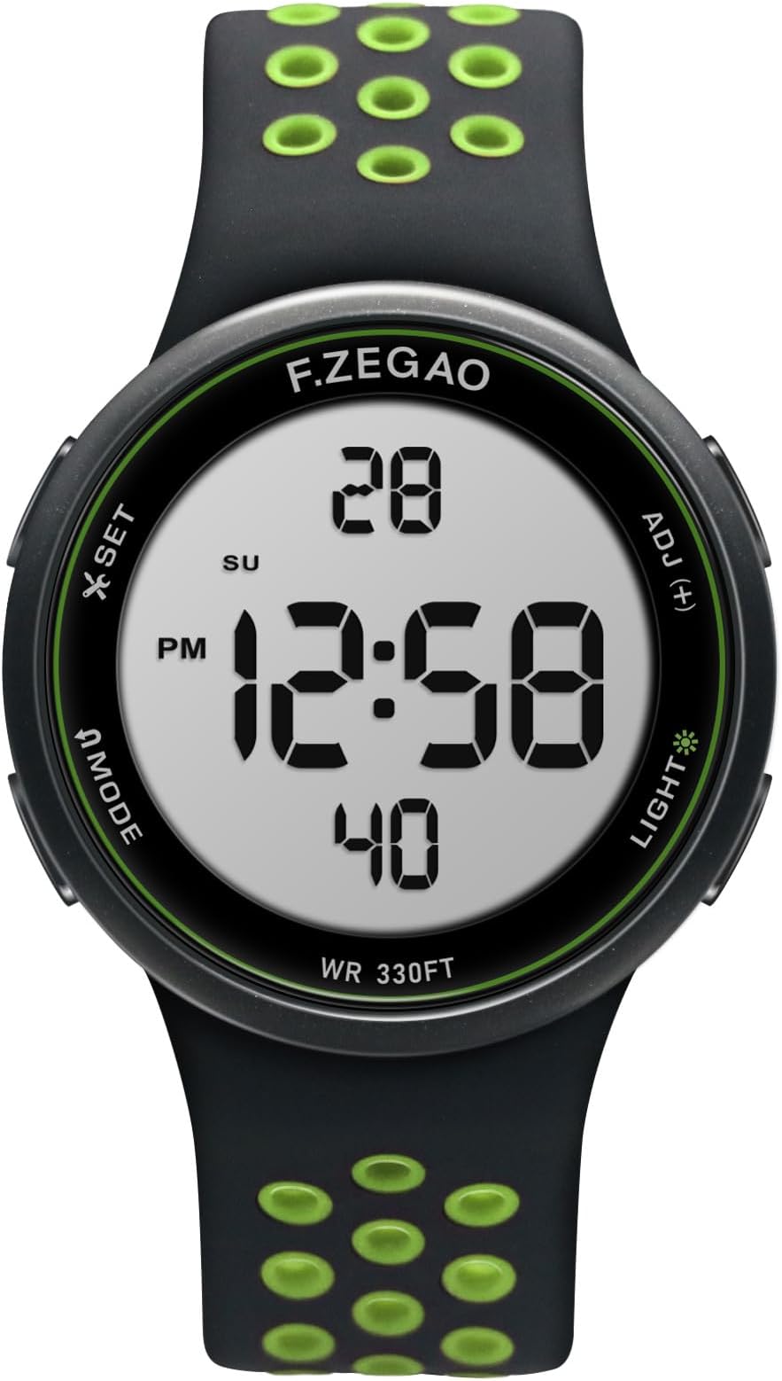 Digital Watch Unisex, 10ATM Waterproof Watch for Swimming Soft Double Injected Silicone Band Stopwatch Alarm Countdown Dual Time Mutifunction