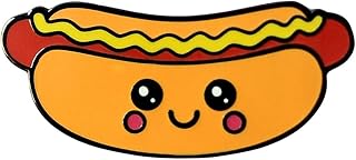 Hot Dog Enamel Pin - Super Kawaii Food Lapel Pin Series - Unisex Metal Pin for Bags, Shirts and Backpacks