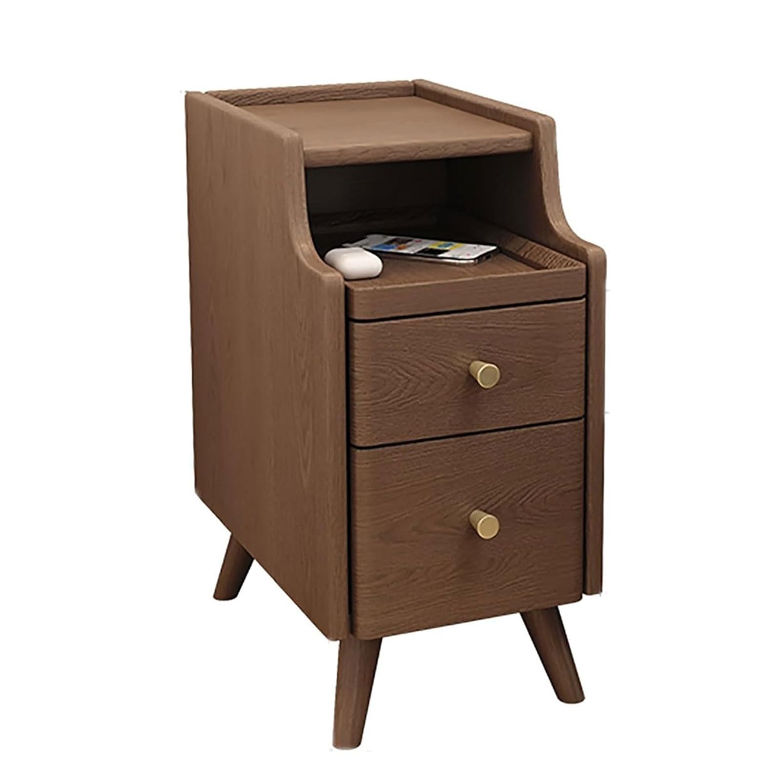 Table de chevet étroite avec 2 tiroirs pour meuble de chambre gain de place