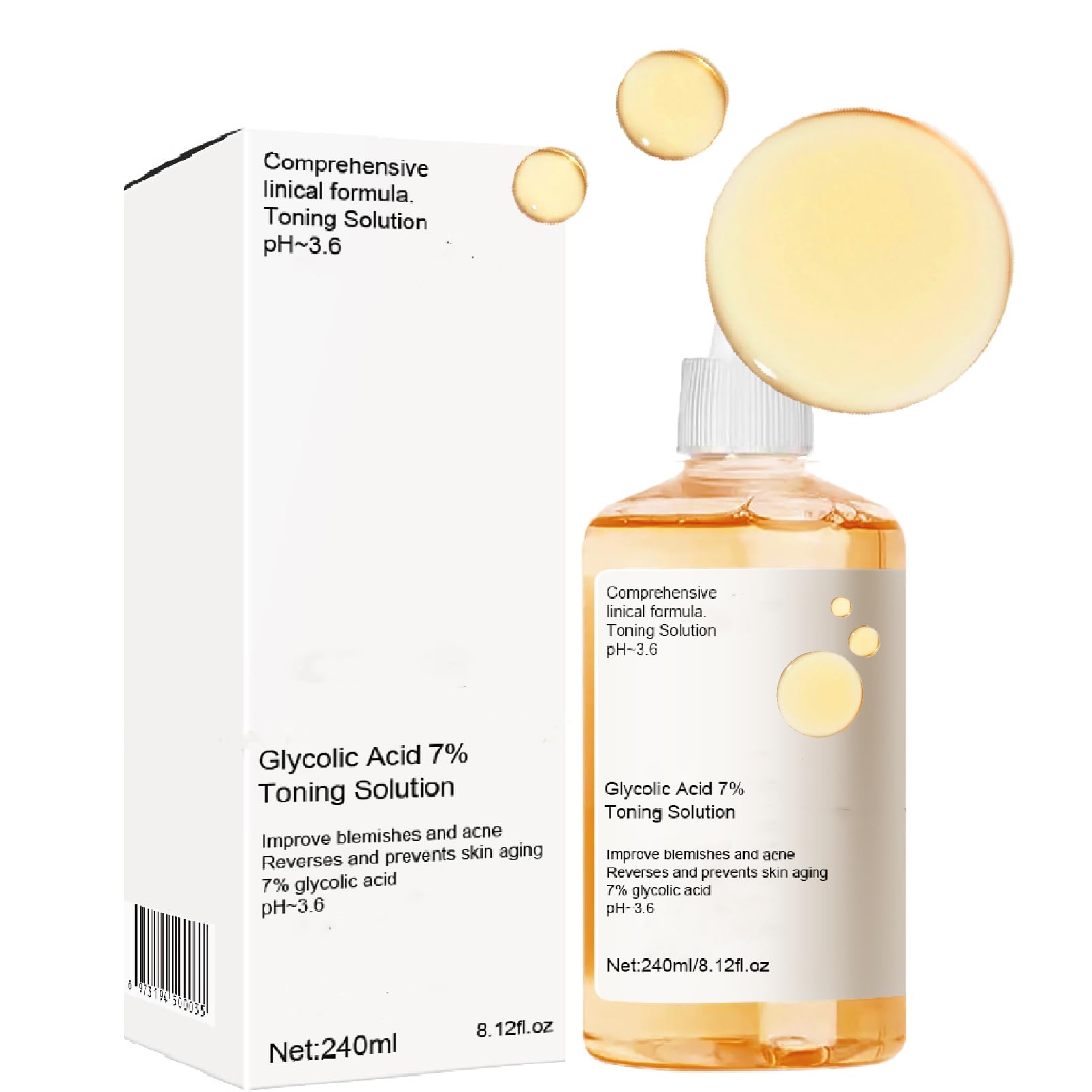 Glycolic Acid 7% Toning Resurfacing Solution, Hydrating Toning Solution,Skincare Hyaluronic Acid Serum,Exfoliate, Brighten,Blemishes,Acne, and Rejuvenate Moisturize & Strengthen Your Skin (240ML)