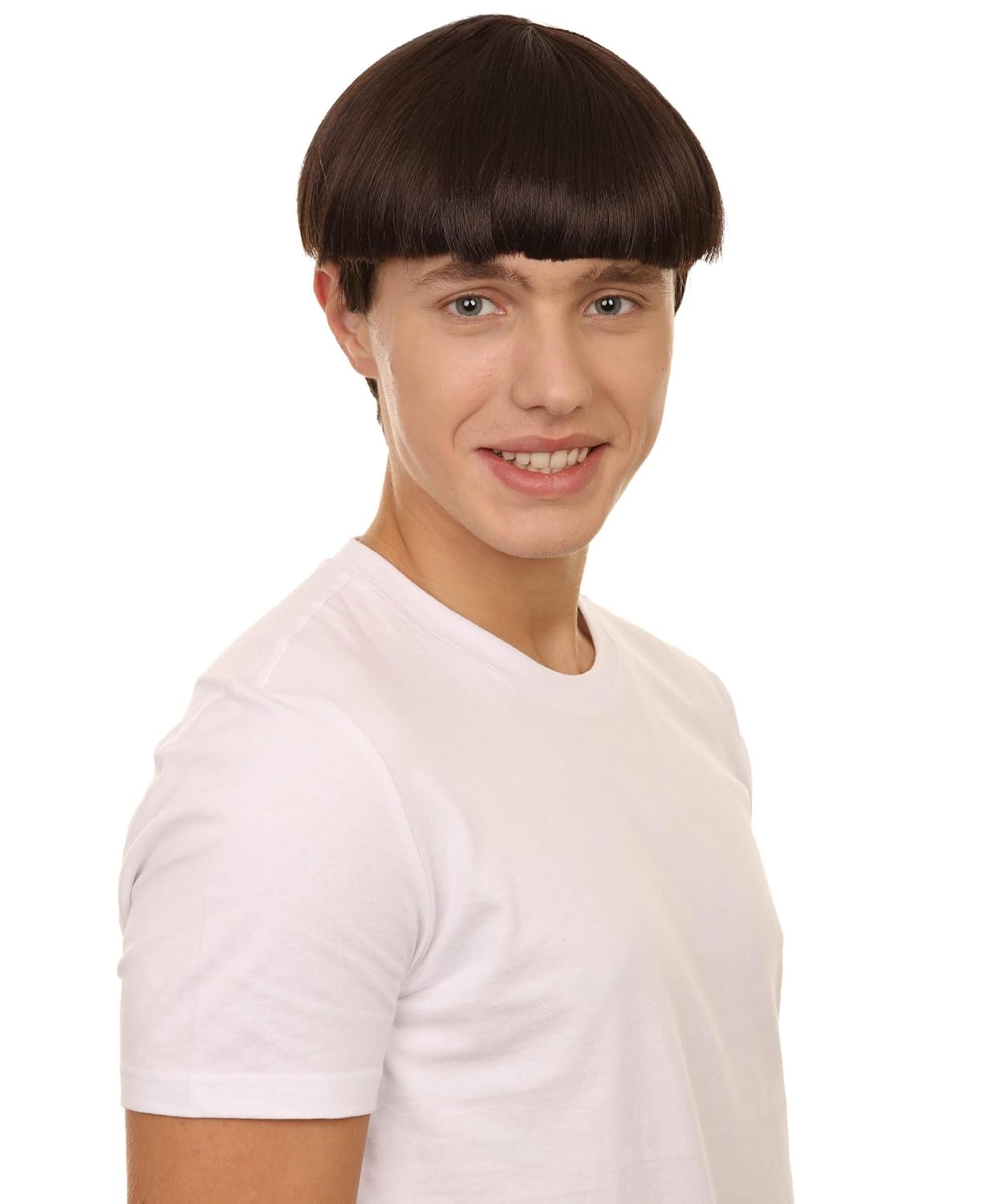 Adult Men's 9 Inch Halloween Retro Bowl Cut Wig – Brown Colors, Soft Synthetic Hair for Festivals & Anime Parties Flame-Retardant Synthetic Fiber
