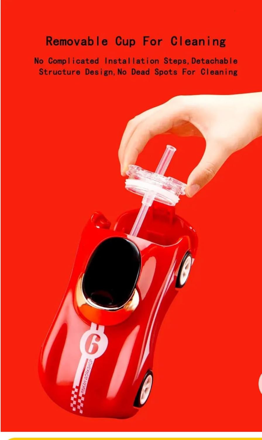 Car shaped water bottle for kids, Sports Car Styling Water Bottle, 3D Rubber Design, Leak-Proof, BPA-Free, for Kids and Adults, Cool Water Bottle for Gym, Outdoor Activities (Red)