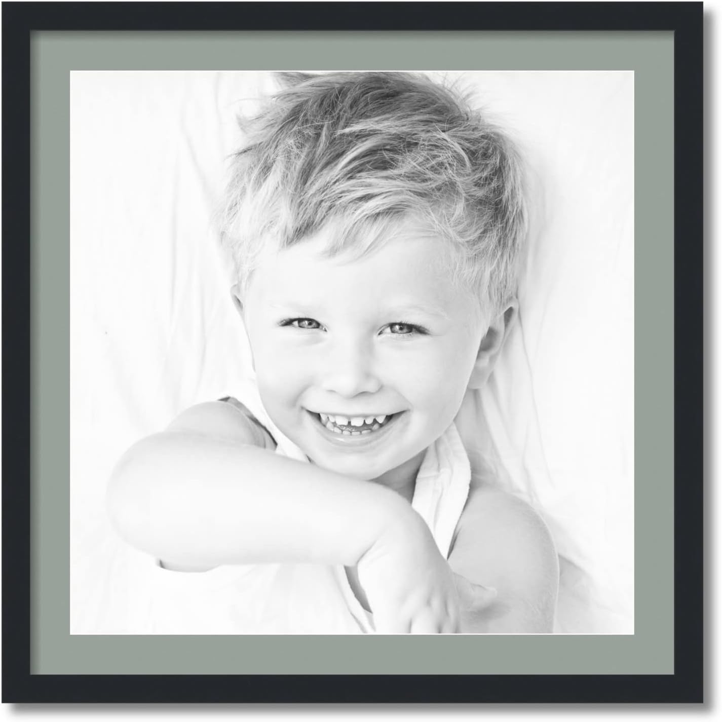 ArtToFrames 24x24 inch Satin Black Picture Frame with 2 Inch Single Silverpine Mat, SingleMat-FRBW26079-24x24-852