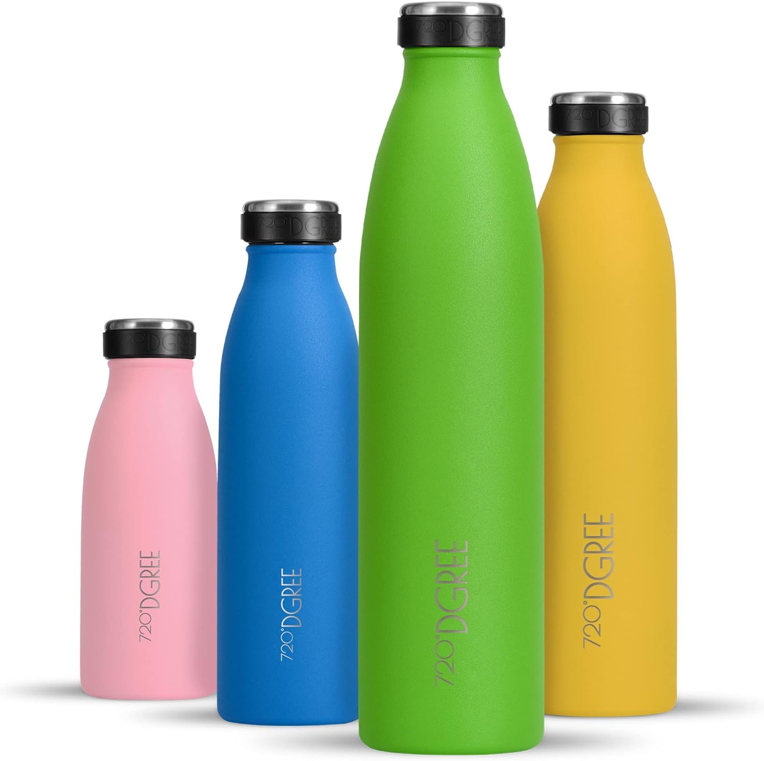 720°Dgree 10 Apple Green - Sturdy Matt Vaccum Insulated Water Bottle “Milkybottle“ - 1Litre - Leakproof, Bpa-Free, Thermo Stainless Steel Flask - Sports, Gym, Fitness, School, Kids, Travel, Outdoor, Hot, Cold & Carbonated Drinks