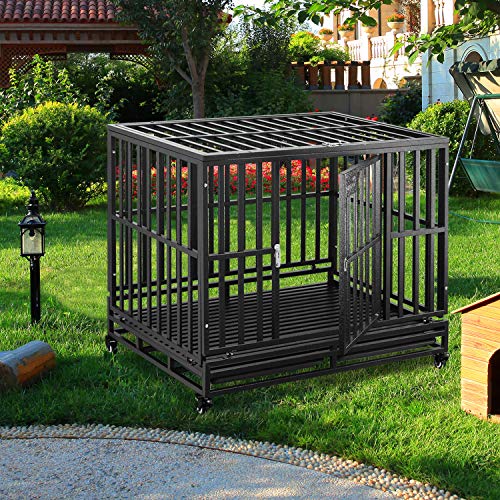 Dog Cage Crate Kennel Heavy Duty Tear Resistant Square Tube with Four Wheels for Large Dogs Easy to Install (42 inch… - Image 8
