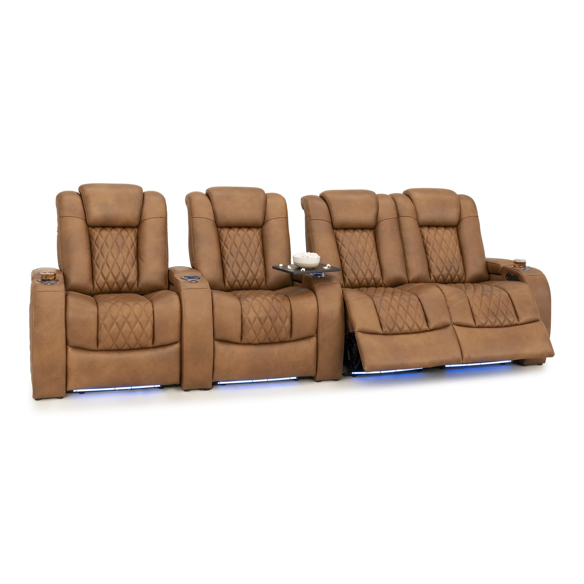 Seatcraft Diamante Home Theater Seating Tawny Row of 4 Right Loveseat