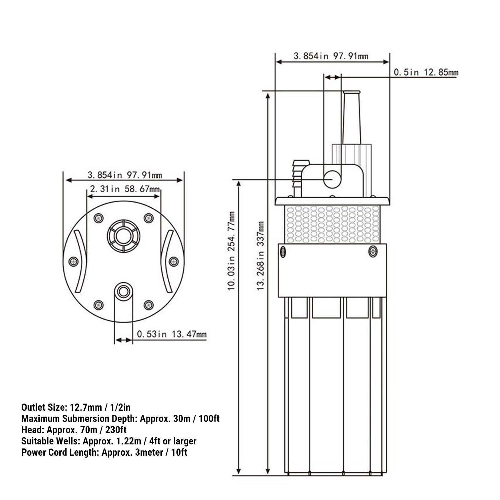 Generic Bomba de Pozo Profundo Sumergible Solar, Pozos Eficientes de Alta Velocidad de 4" para Riego de Jardines, Acero Inoxidable (DC12V)