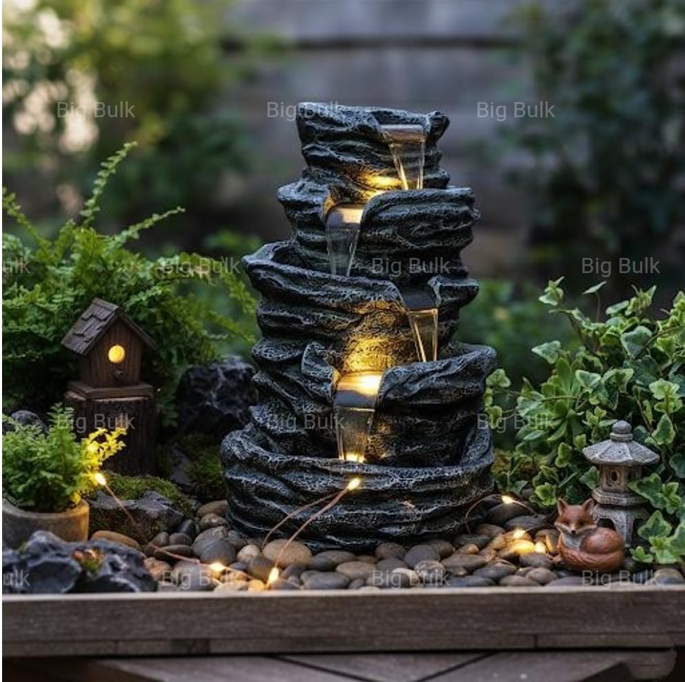 Big Bulk 5 Steps 5 Layer Big Stone Look Fiber Fountain for Home Decor Indoor Outdoor Garden Gifting Pooja Room(Stone Pahad)-image-48