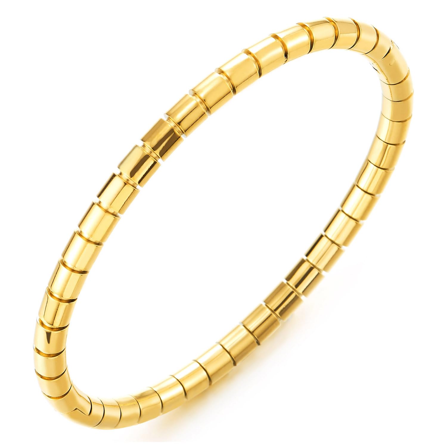 Bracelet En Maille Tubulaire Doré Pour Femme – Acier Inoxydable – Longueur 21,5 Cm – Élégant Et Moderne
