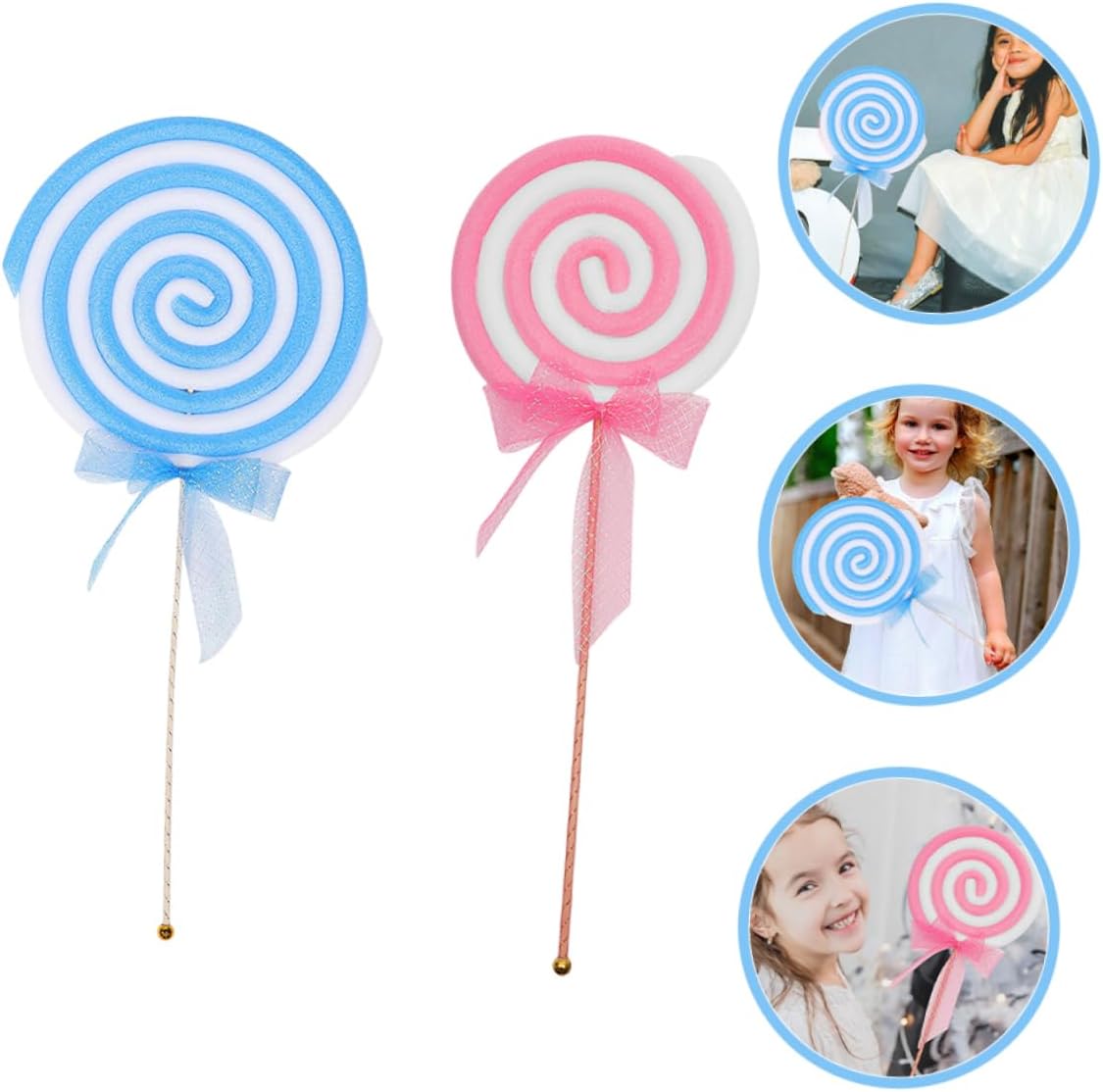 2pcs Realistic Fake Lollipop Models Eye-catching Candy Prop for Photo Shoots Wedding Party Decorations Lightweight Decorative Ornaments Red Blue