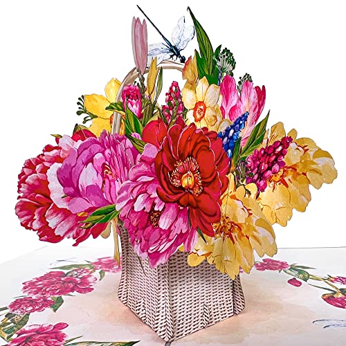 Pop Up Mothers Day Card By 22Craft Dragonfly Peony Flowers Mothers Day Pop Up Card 6"X 8" - Happy Mother's Day Pop Up 3D Cute Love Greeting Cards For Mom, Wife, Grandma, Her, Daughter, Birthday #TOP5