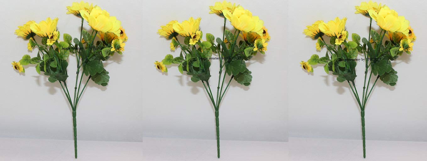 SPHINX Artificial Small Sunflower Flowers Bunch for Decoration/Floral Arrangements/Center Piece Decor (Approx. 28 cms/11 Inches height) - Set of (3 Bunches)