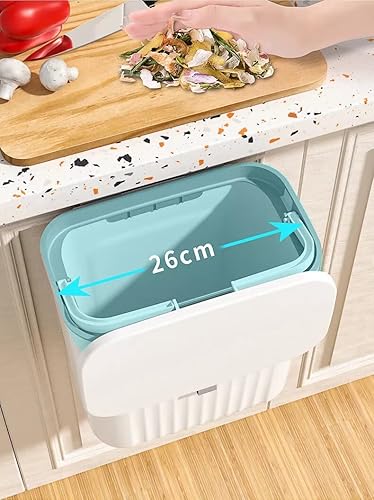 Miniatura 4 de MOFU - Cubo de basura colgante de cocina, contenedor de compostaje de 2.4 galones con tapa para cocina, baño, sala de estar, color blanco