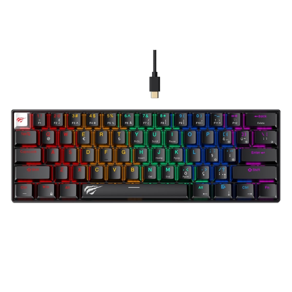 Havit Gamenote KB903L%60 Mekanik Blended Aydınlatma Oyuncu Klavyesi - 61 Tuş (Siyah)