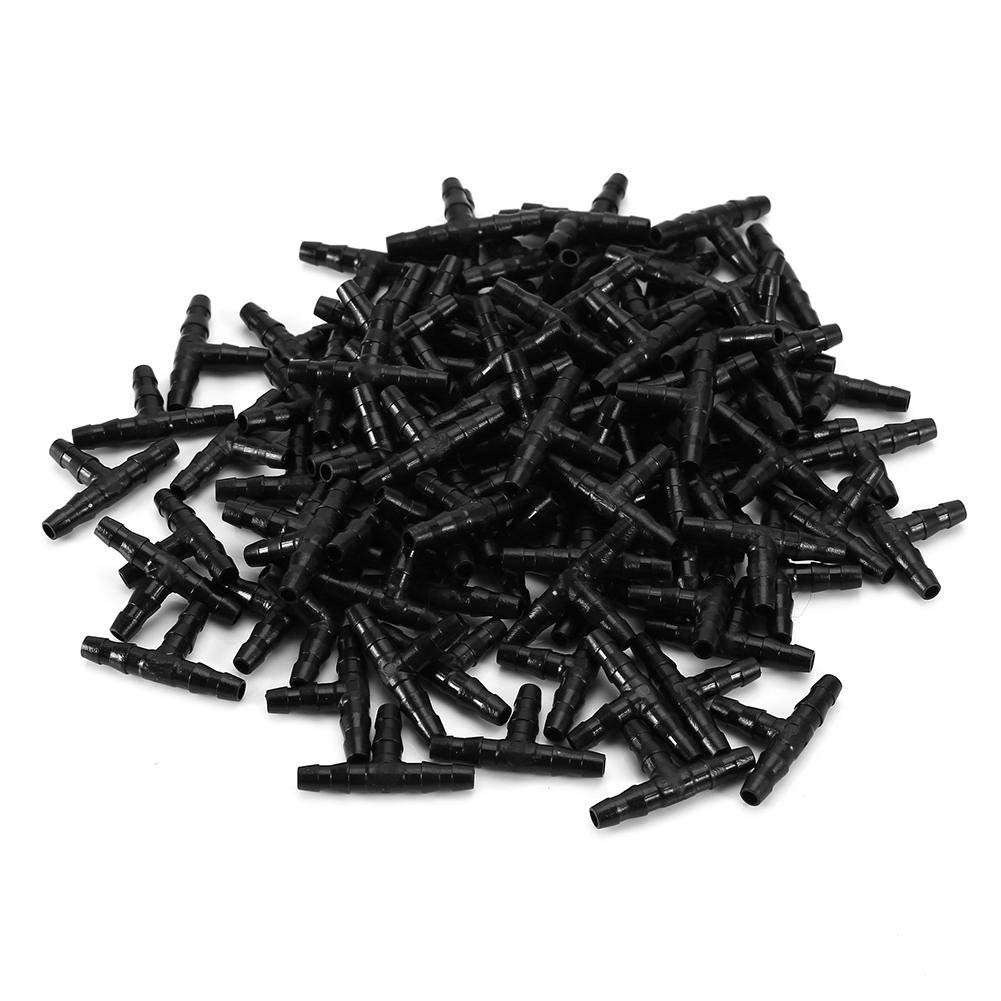 Haofy Sprinkler Irrigation T- Tubo Barb Hose Raccordo Tee Joiner di gocciolamento per Patio, Prato, Giardino e agricolo 100 PZ