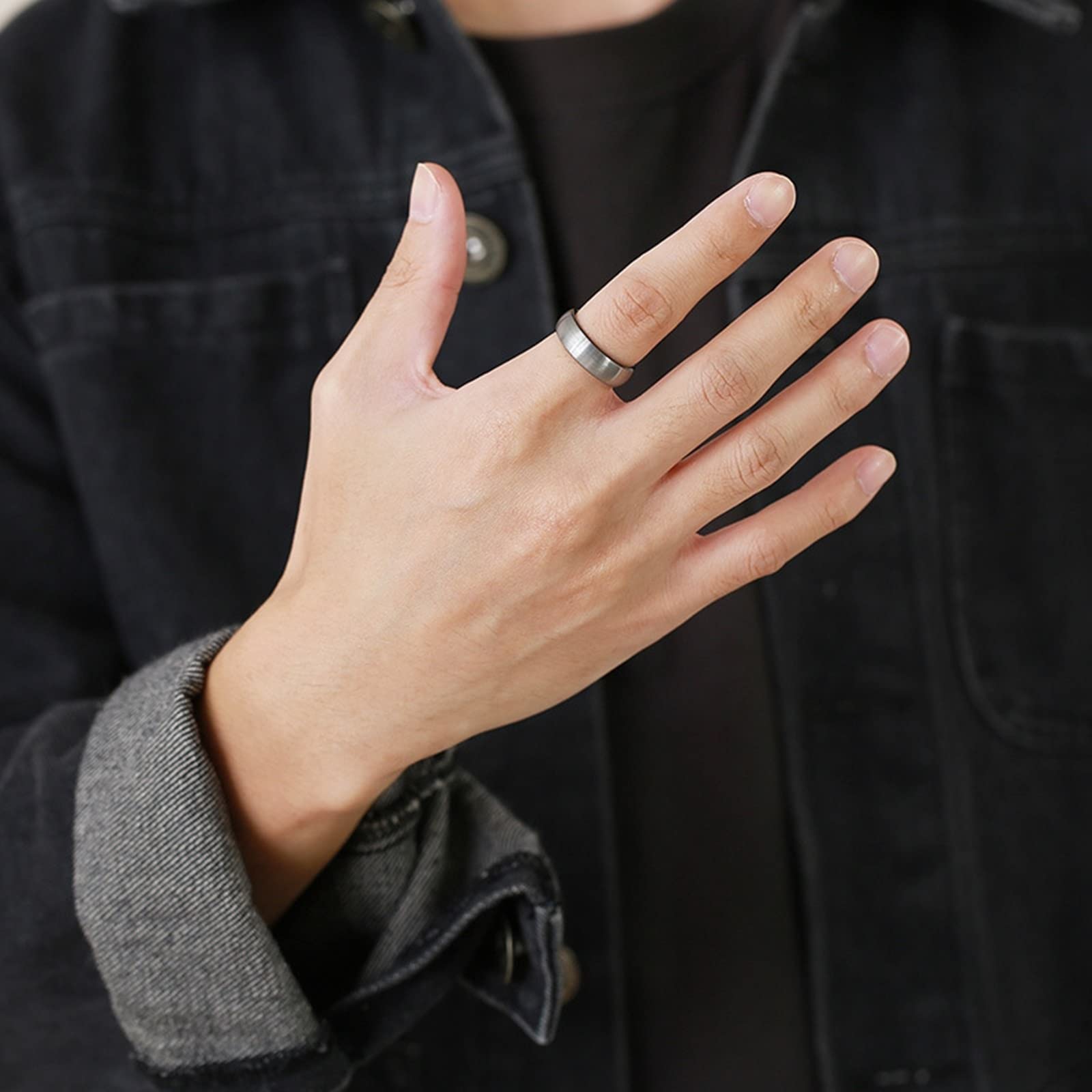 Collares de promesa para parejas, collar largo de tungsteno, anillo negro cepillado de 8 mm, joyería occidental para mujer, W-T 1/2+Men V 1/2, tungsteno, No es una piedra preciosa