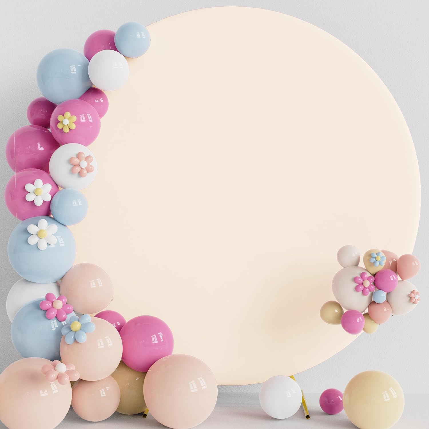 Putros Round Backdrop Cover, 6.6ft, Spandex Round Balloon Arch Cover, Beige