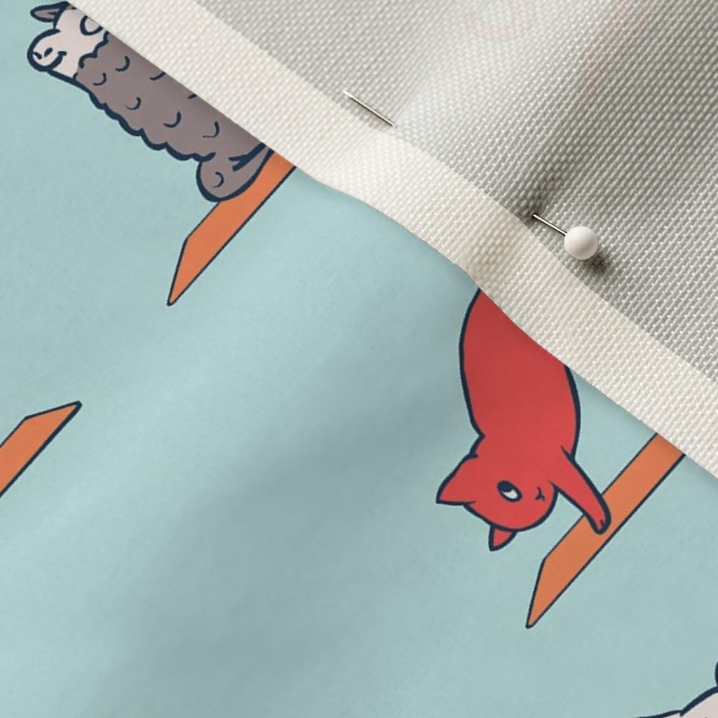 Spoonflower Fabric - Whimsical Animal Yoga Funny Cute Printed on Upholstery Velvet Fabric Fat Quarter - Upholstery Home Decor Bottomweight Apparel