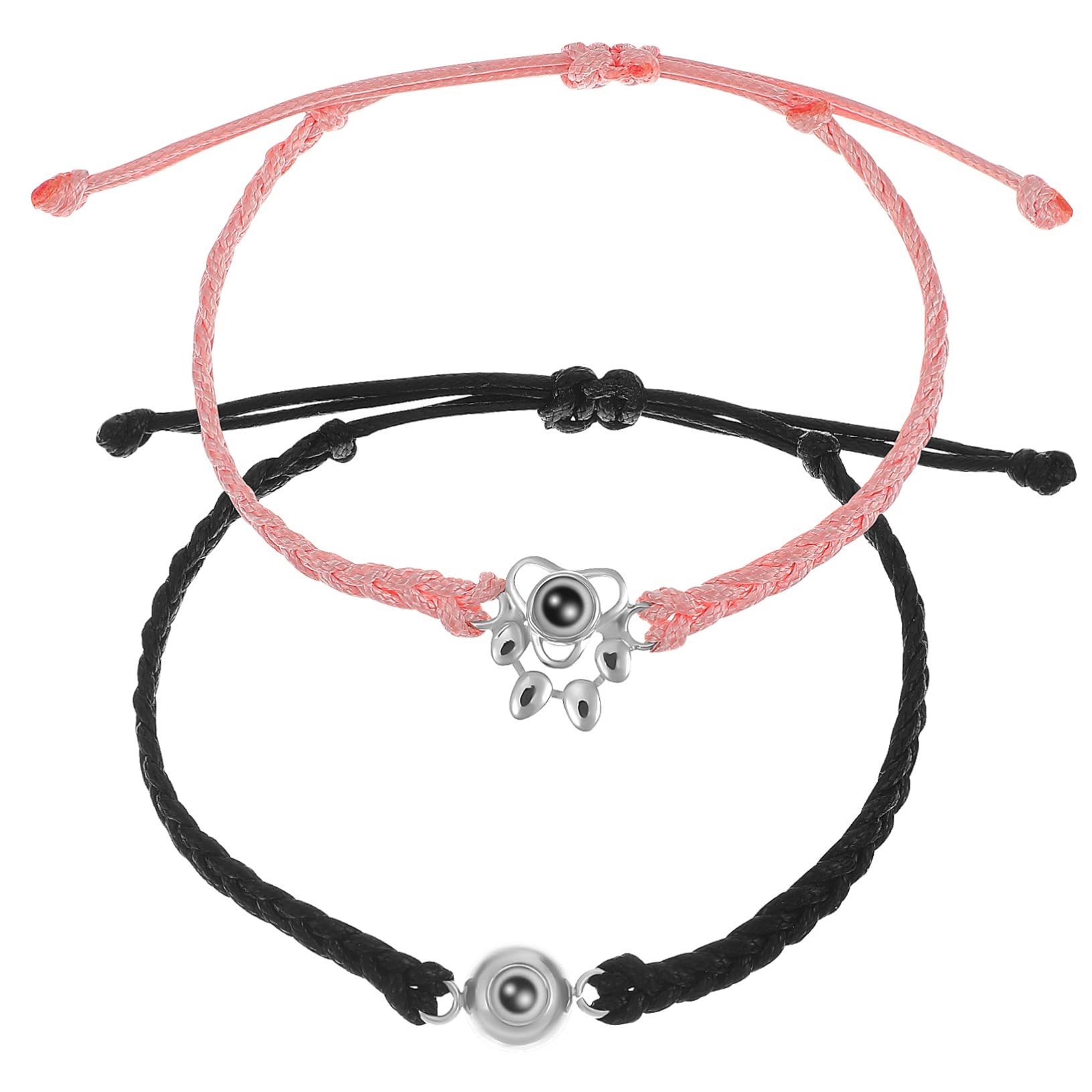 Abaodam 8 Piezas Pulsera Trenzada Cuerda Trenzada Tejida Pulseras Tejidas Envoltura Tejida De Verano Encanto Del Círculo De La Imagen Amantes Ronda Cordón De Mano Cuerda De Tela