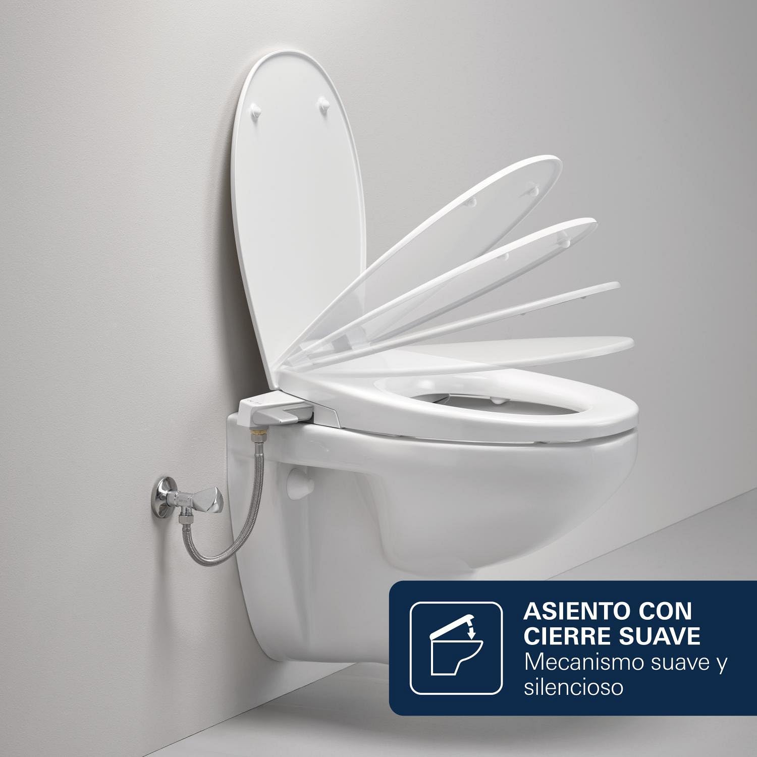 GROHE BAU Ceramic Asiento de bidé manual con tapa, ambos con caída amortiguada (asiento Duroplast, sin electricidad, 2 brazos autolimpiables, toma de agua 3/8"), 39648SH0