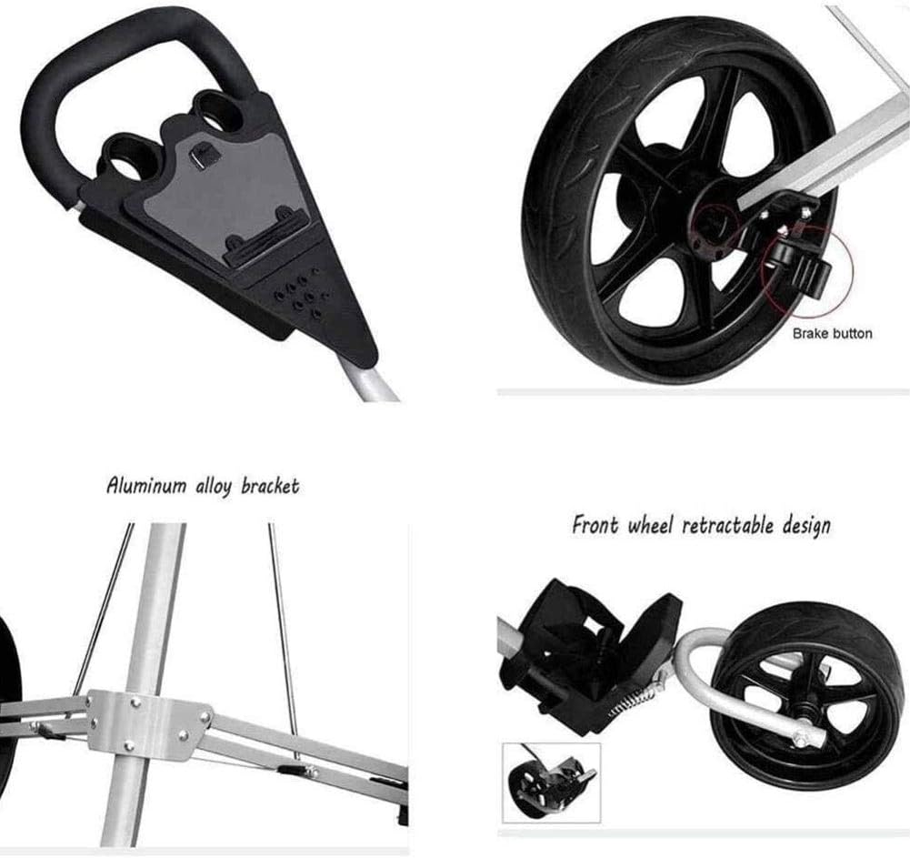Golf PushCart Push Cart for Golf Clubs Golf Trolley 3 Wheel Folding Lightweight Golf Carts with Adjustable Handle Angle Foot Brake One Second to Open and Close