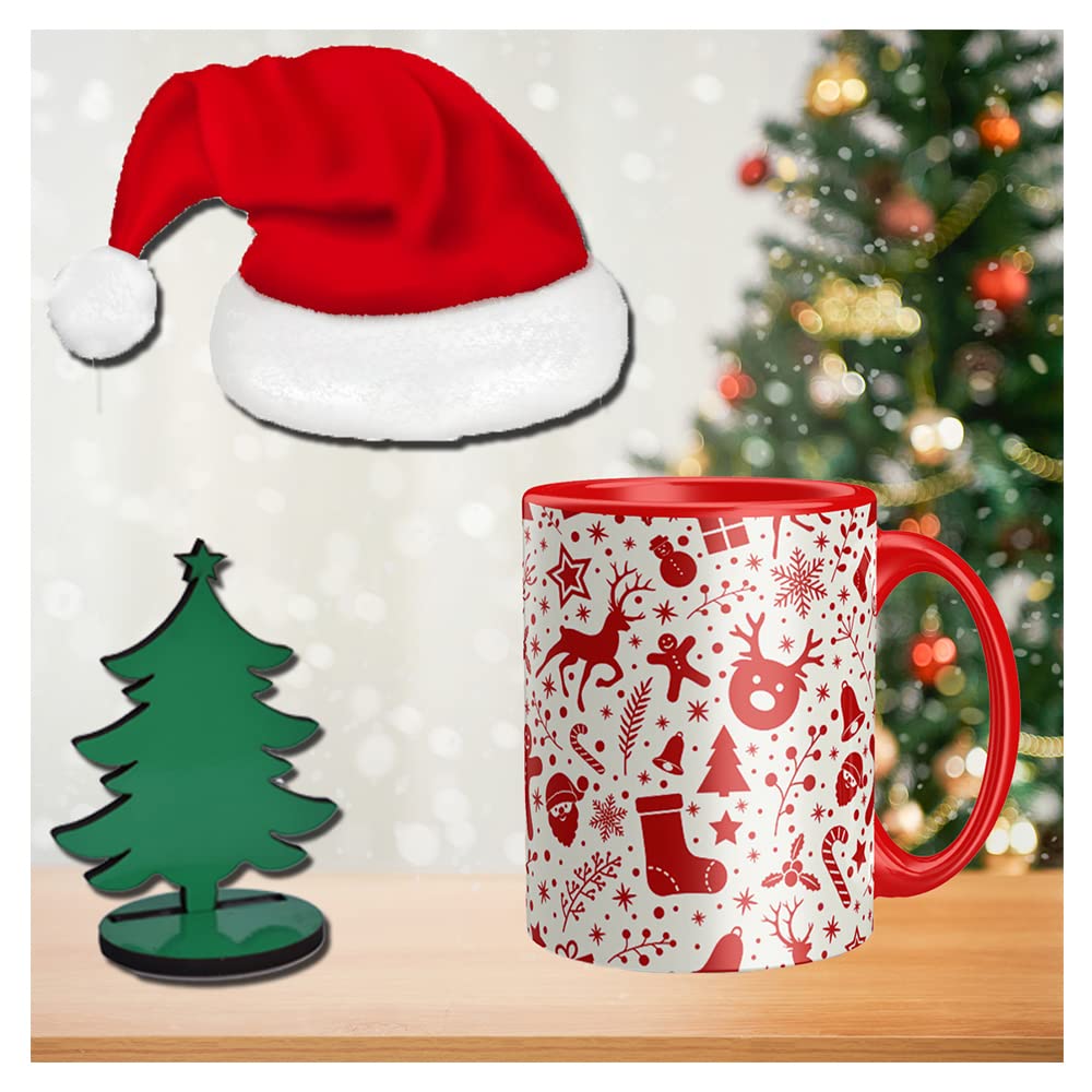 WRH Christmas Gift, Christmas Decoration Christmas Mug, Christmas Cap, Wodden Santa (Pack of 3) WRH Christmas Gift, Christmas Decoration Christmas Mug, Christmas Cap, Wodden Santa (Pack of 3)