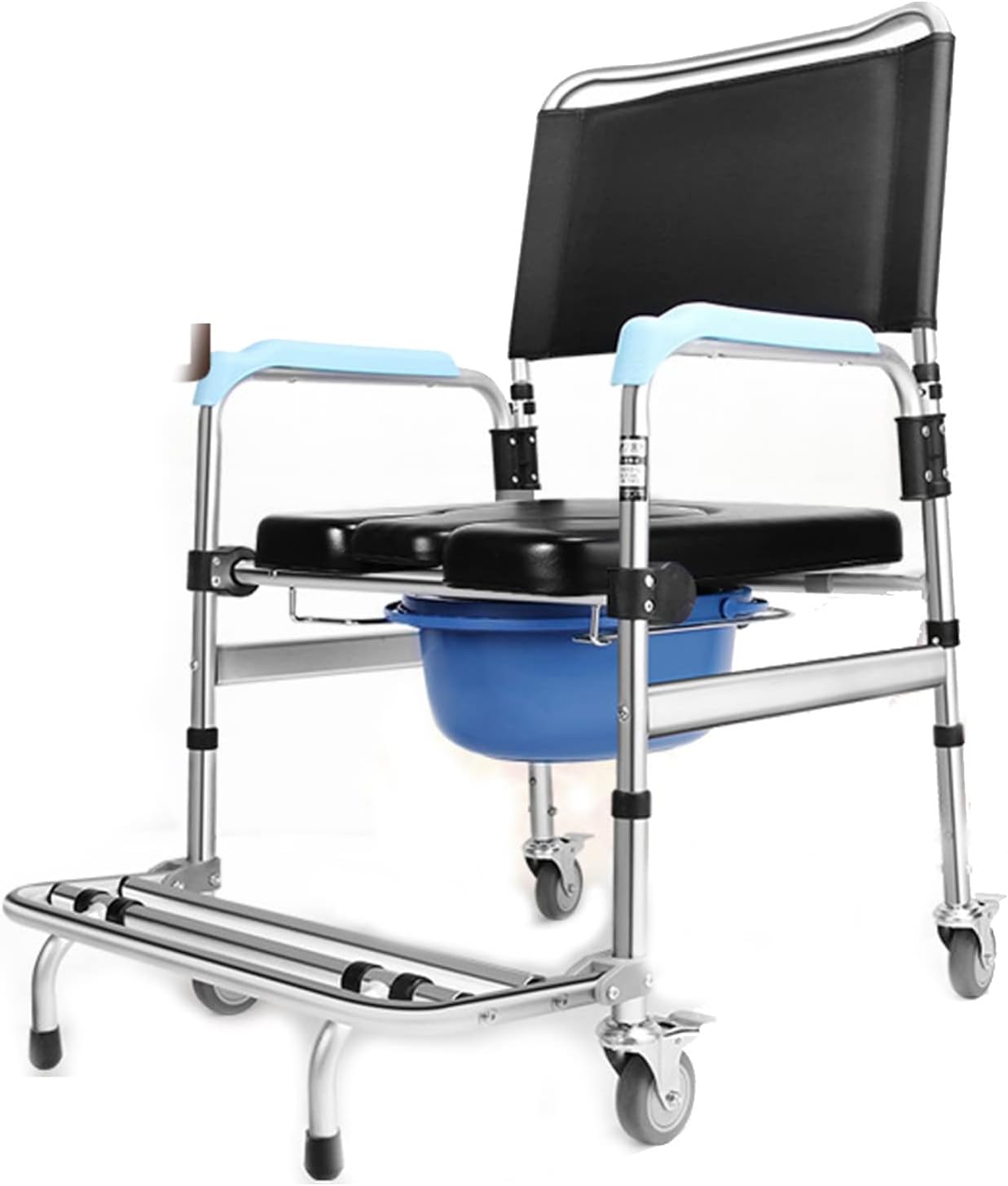 車輪付き便器椅子、トイレ便器椅子、高さ調節可能なベッドサイド便器輸送用車椅子、取り外し可能なポットと4輪ブレーキ付きベッドサイド便器