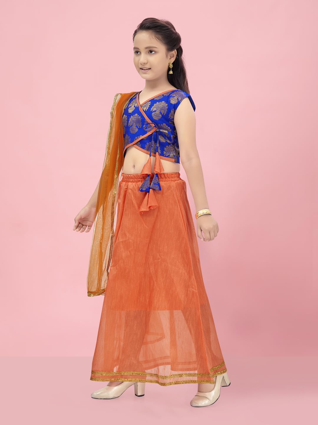 Aarika Girls Blue-Orange Color Lehenga Choli Set (Lch-23205-Blue-Orange-32)