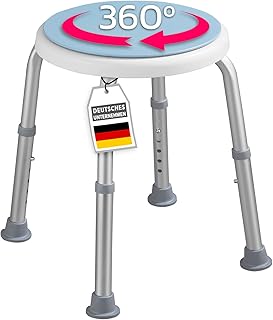 KARAT Duschhocker - 360° drehbarer Duschstuhl belastbar bis 150kg, höhenverstellbar mit rutschhemmenden Gummifüßen - Badhocker, Duschsitz