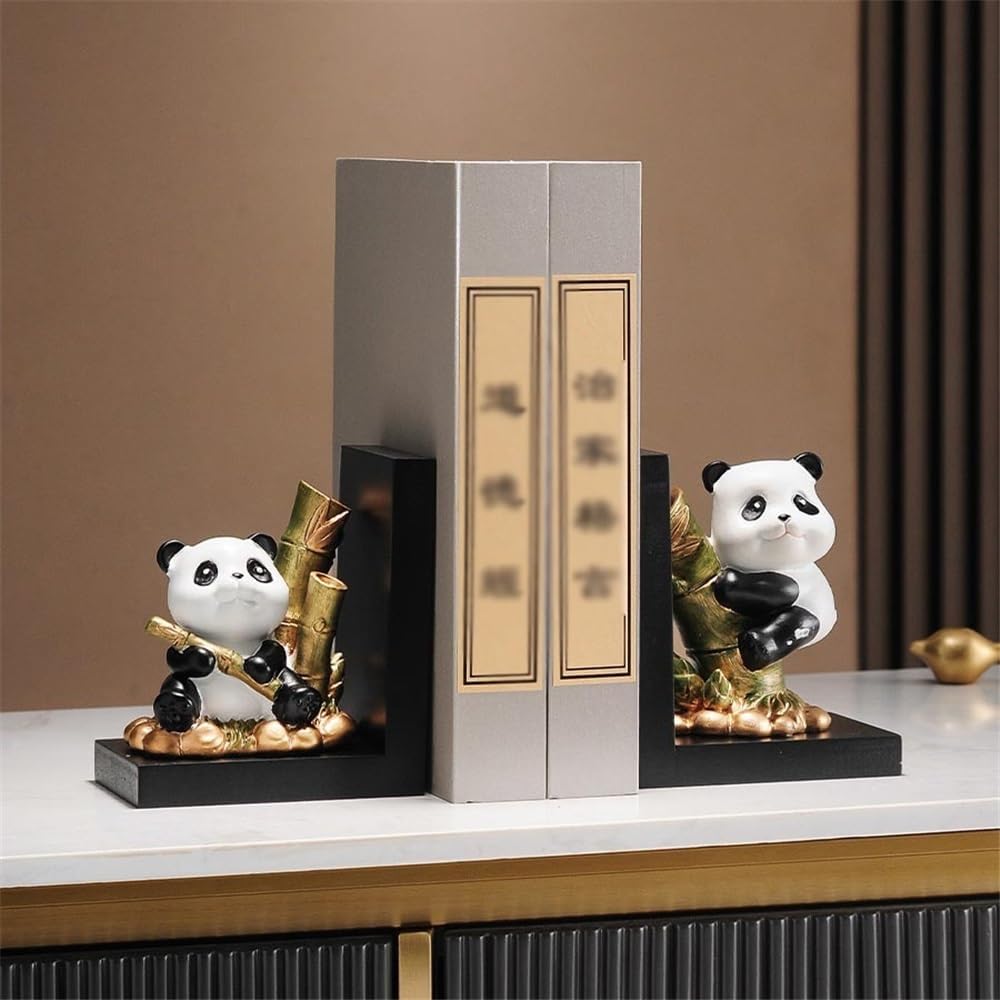 Bookend Support Panda Bookends Cute Animals Book Ends for Heavy Books, Statue Holders for Shelves or Office Desk Bookends