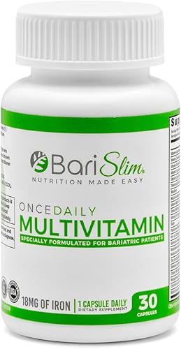 BariSlim Cápsula multivitamínica bariátrica Once Daily - 18 mg de hierro - Vitamina bariátrica y suplemento para cirugía post bariátrica incluyendo