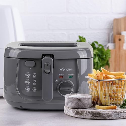 Vencier 2.5L Electric Deep Fryer For Countertops With Non-Stick Coating, Internal Mesh Basket, Safety Handle, And Viewing Window – Effortless Cleaning (Grey) - 2