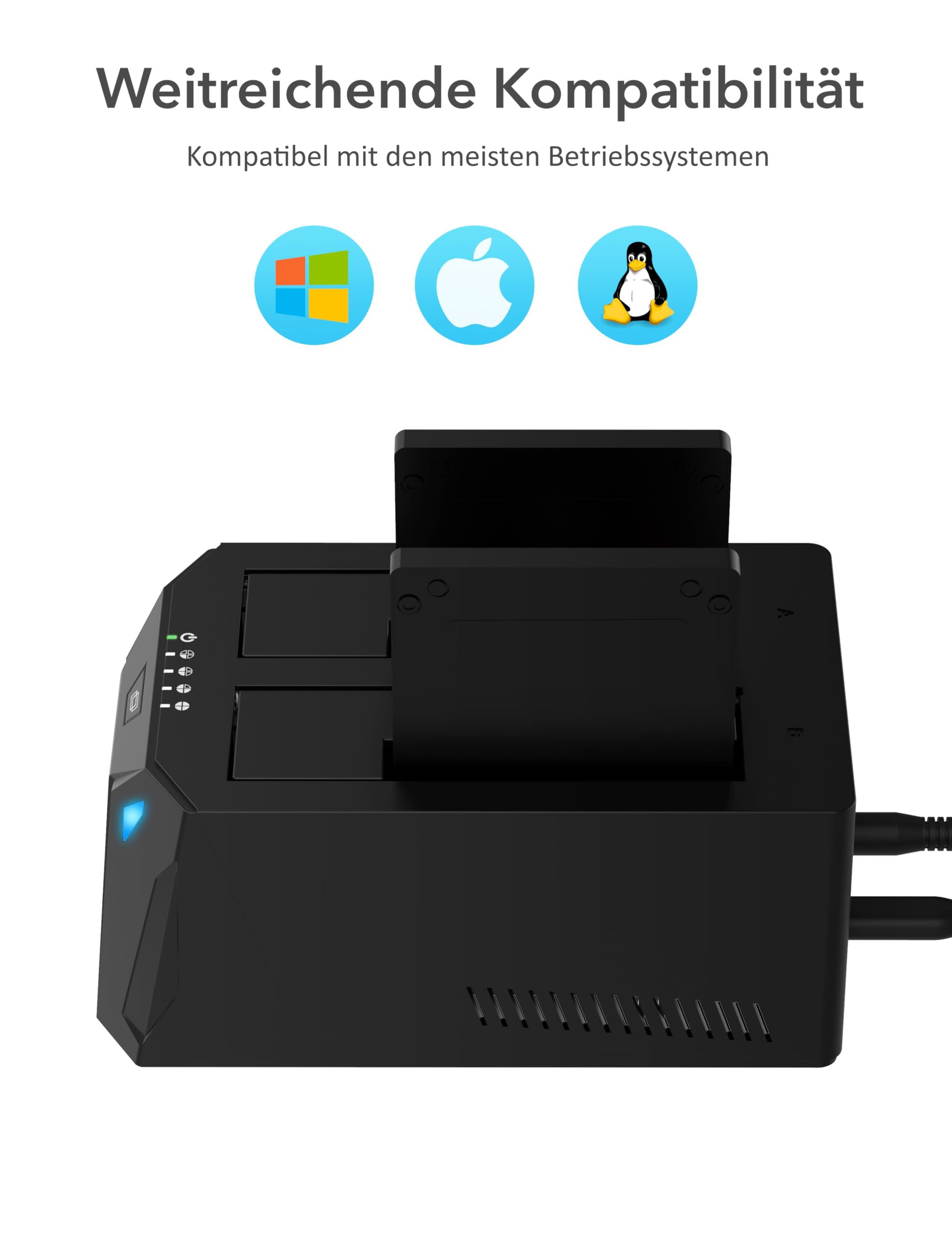SABRENT 2 Bay USB C Festplatten Dockingstation - 2,5 3,5 Zoll SATA SSD HDD Docking Station 5Gbps - Dock mit Offline Festplatte Klonen [Werkzeuglose Installation] (EC-CH2B)
