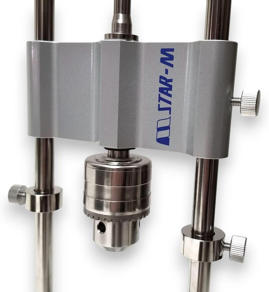 STAR-M Drill Stand RULO 50R - Aluminum - Compatible with Drill/Driver 14.4V or Above - Includes Chuck Handle, Key Holder