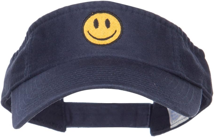 e4Hats.com Smile Face Embroidered Cotton Washed Visor