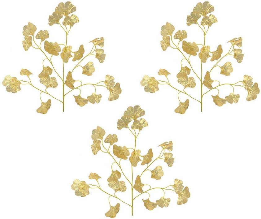 YATAI Gold Artificial Ginkgo Fake Leaves Silk Flowers Spray Festival Ornaments Artificial Plants Leaf For Home Birthday Party Bouquets Table Centerpieces Floral Wreath Decoration (3)